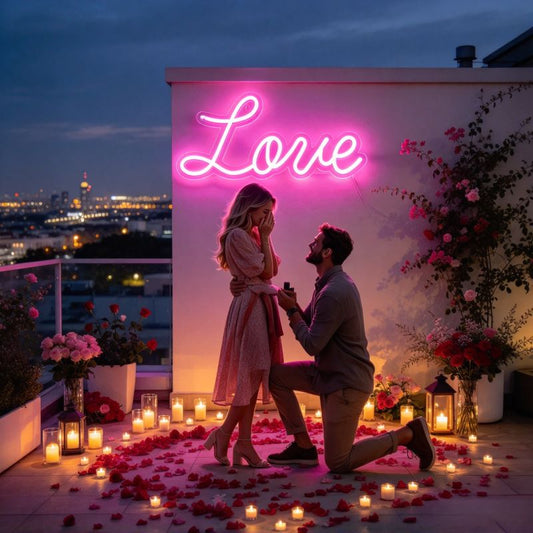 Love Neon Sign – Couple Night Proposal