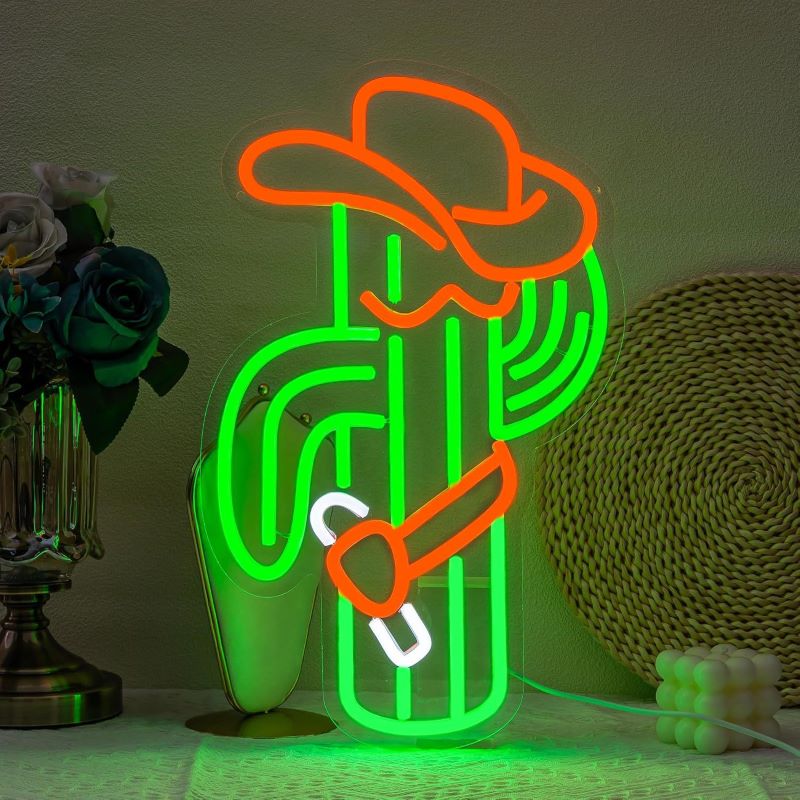Cowboy Dog, Bulldog & Cactus Neon Signs – Bold Room Decor