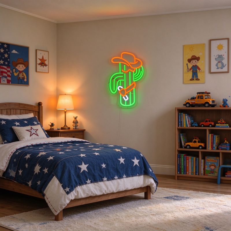 Cowboy Dog, Bulldog & Cactus Neon Signs – Bold Room Decor