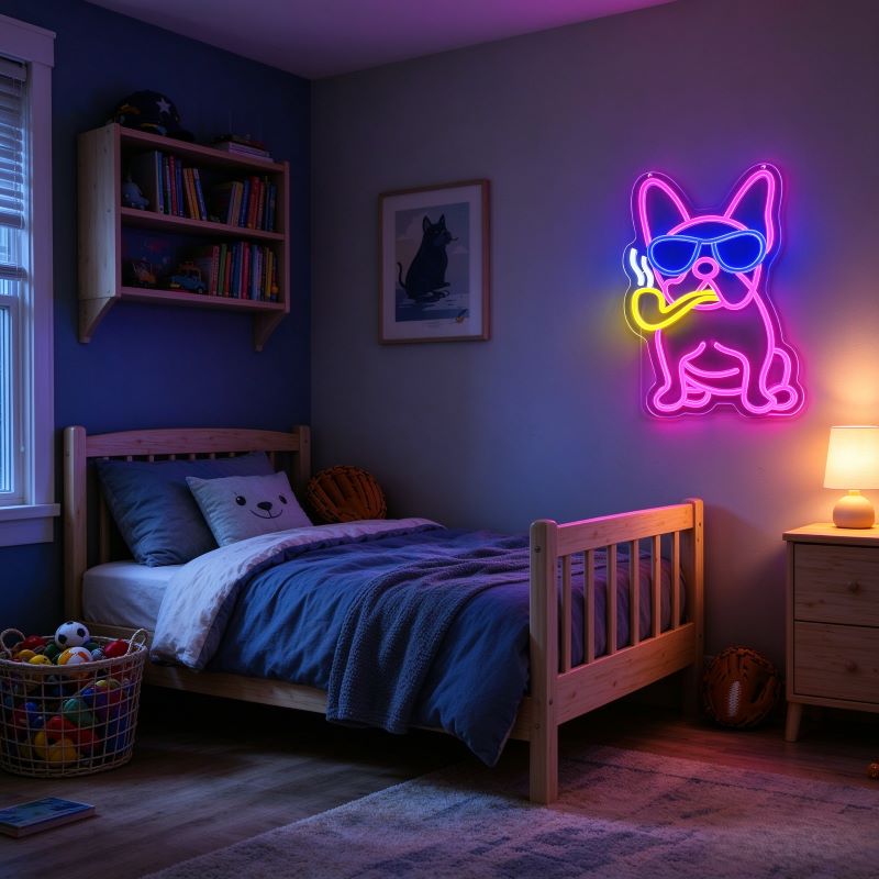 Cowboy Dog, Bulldog & Cactus Neon Signs – Bold Room Decor