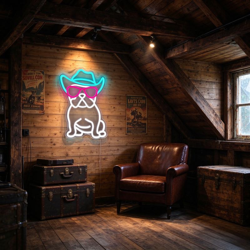 Cowboy Dog, Bulldog & Cactus Neon Signs – Bold Room Decor