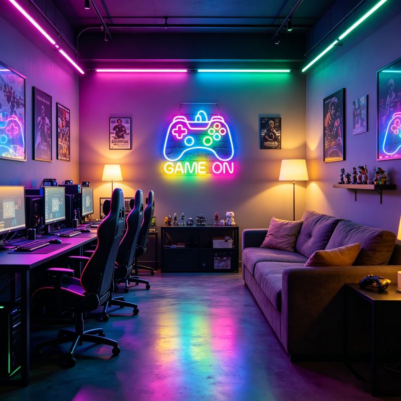Colorful Gamepad Neon Sign for Gaming Rooms