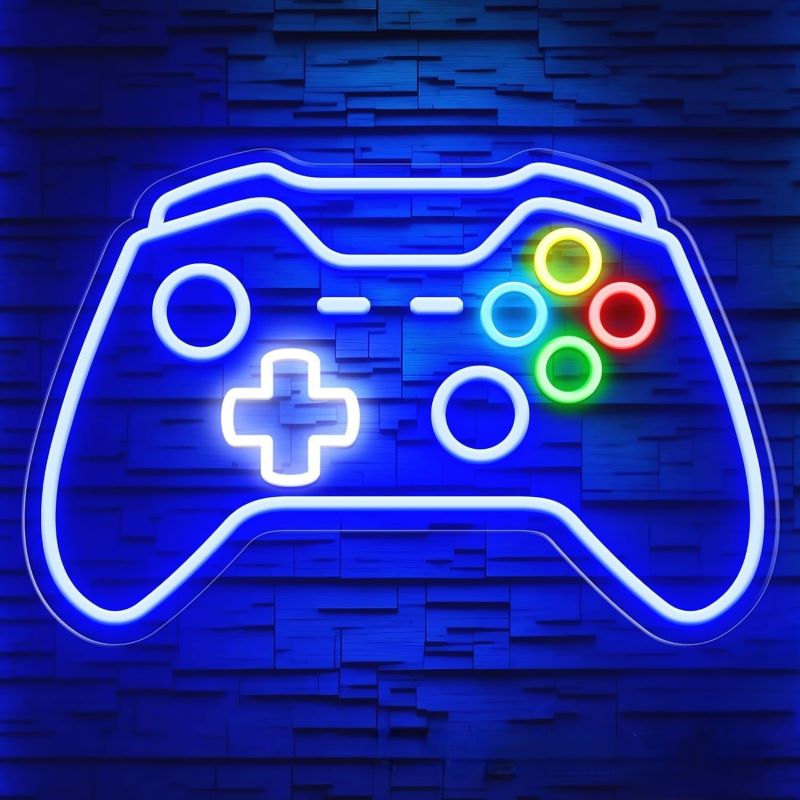 Colorful Gamepad Neon Sign for Gaming Rooms