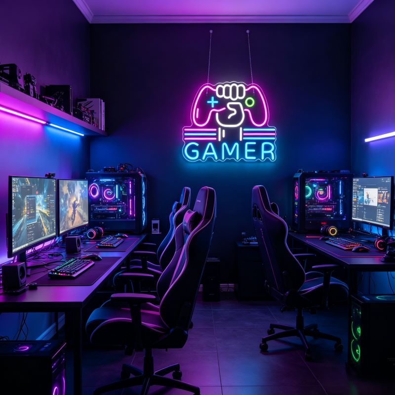 Colorful Gamepad Neon Sign for Gaming Rooms