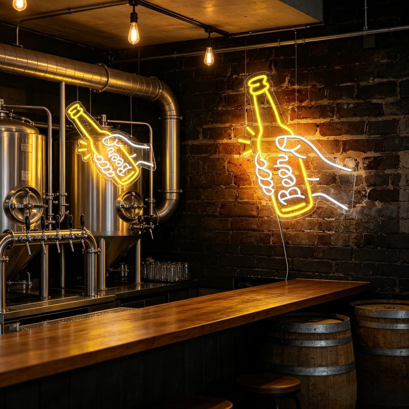 Drinking Cat Wine Neon Sign for Cocktail Bar Wall Decor