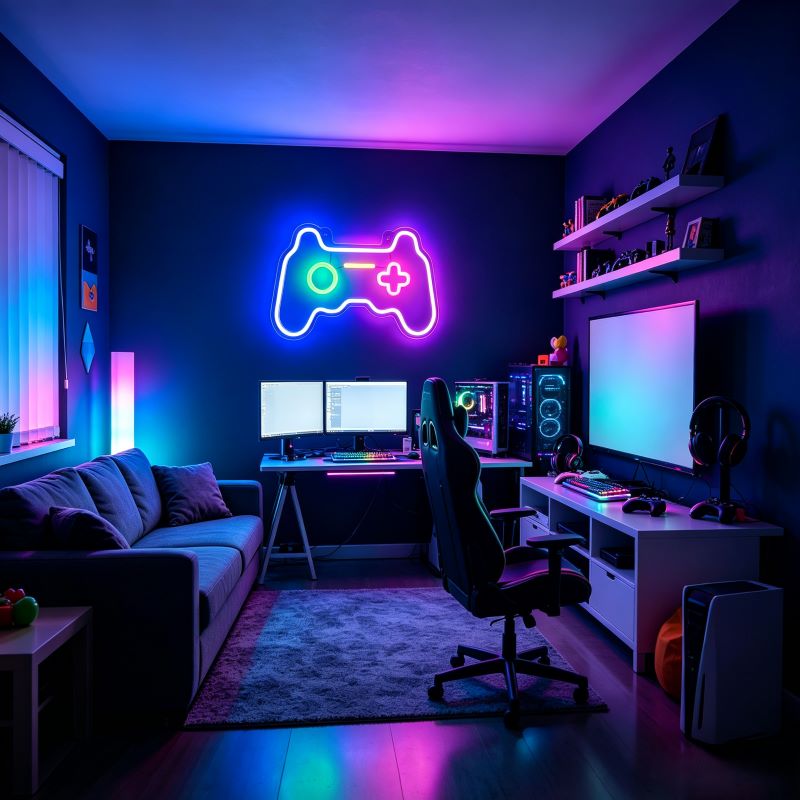 Colorful Gamepad Neon Sign for Gaming Rooms