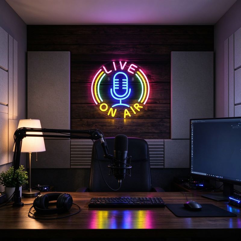 Creator Studio Neon Signs – Livestream & Podcast Decor