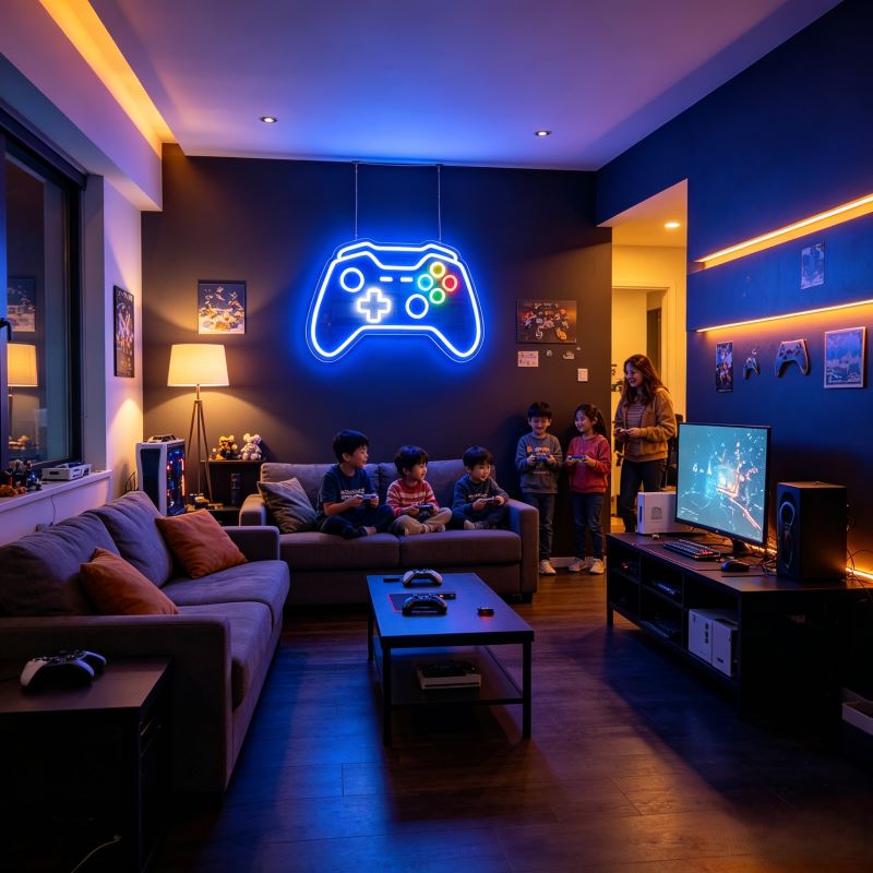 Colorful Gamepad Neon Sign for Gaming Rooms