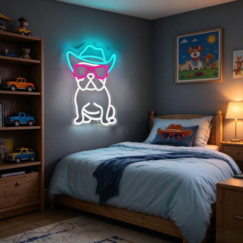 Cowboy Dog, Bulldog & Cactus Neon Signs – Bold Room Decor