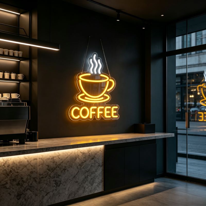 VintageCoffeeMugNeonSignforCoffeeBar
