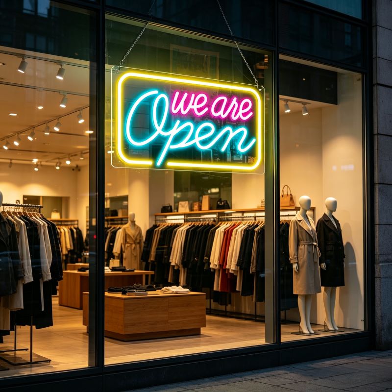 Colorful OPEN LED Neon Sign for Ratail & Storefronts