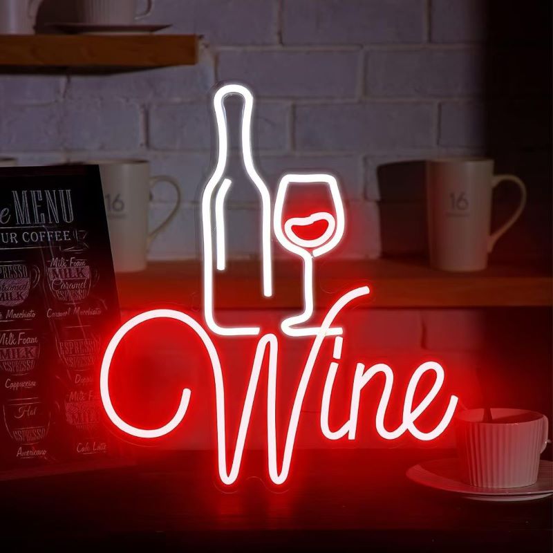Drinking Cat Wine Neon Sign for Cocktail Bar Wall Decor