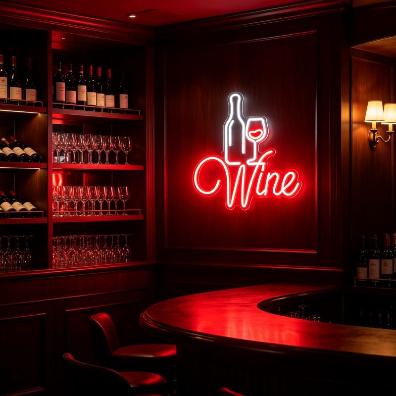Drinking Cat Wine Neon Sign for Cocktail Bar Wall Decor